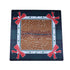 Decorative mat with deer pattern and red bows on a plaid border